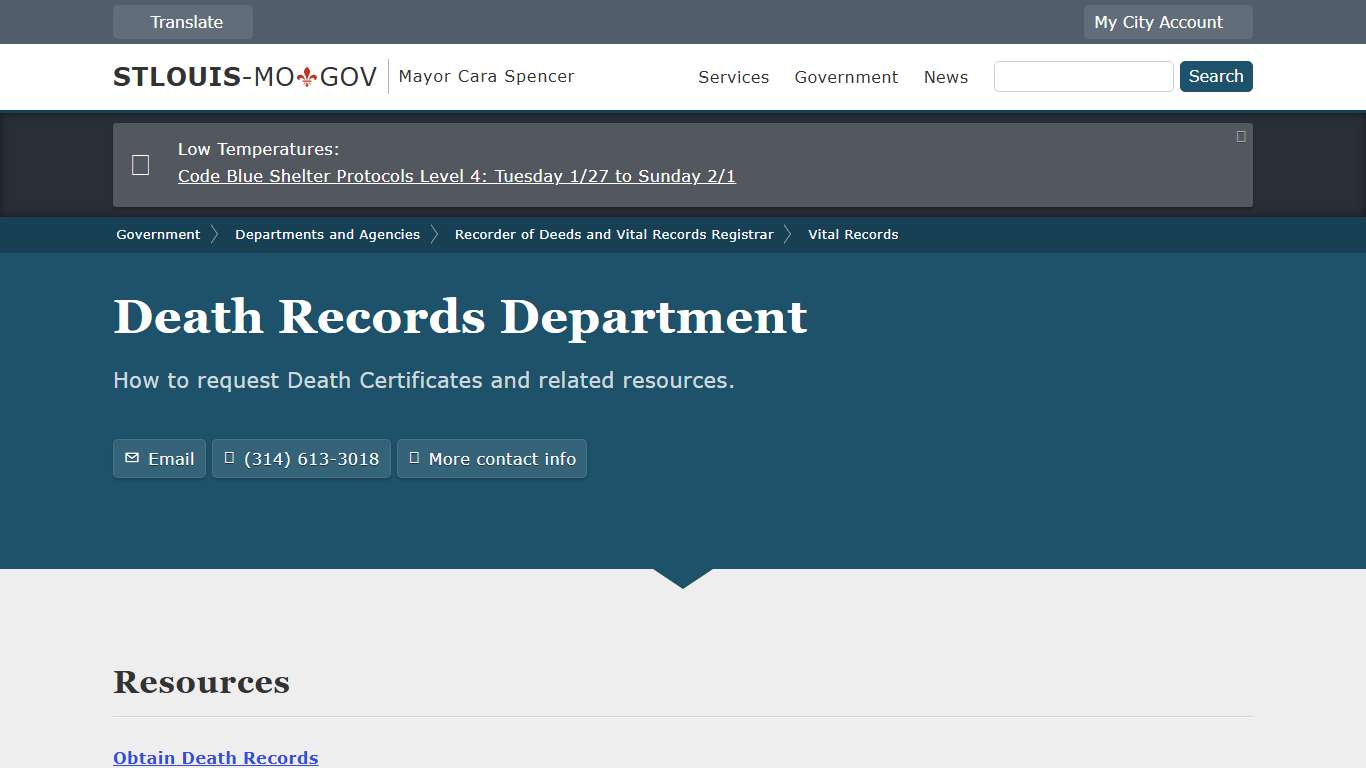 Death Records Department