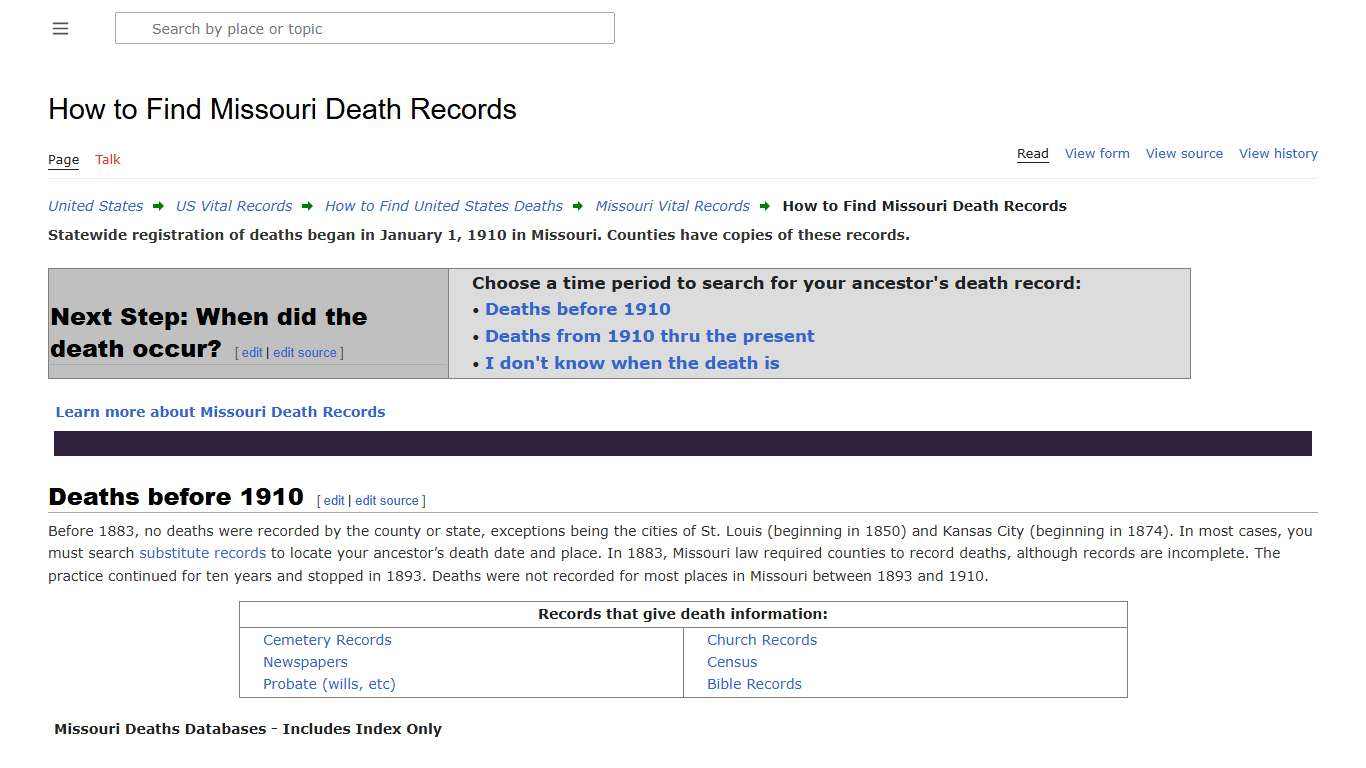 How to Find Missouri Death Records • FamilySearch